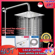 🔥【SG READY STOCK】🔥 Free shipping Stainless Steel 201 Shower Head 360 Degree Rainfall Showerhead Square Set SPECIAL OFFER
