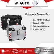 【Ready】45L Motorcycle Box Aluminium Motorcycle universal Storage Box Extra Trunk SANDAR BELAKANG SUITABLE for Top Box