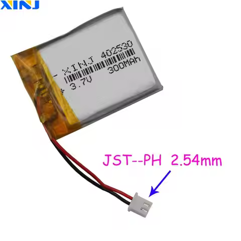 3.7V 300mAh 1.11Wh Polymer Li Battery 402530 Cell Pack JST 2pin 2.54mm For Sat Nav Mp4 Car Camera Bl