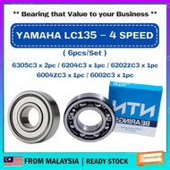 NTN YAMAHA LC135 4 - SPEED ( 6pcs/Set-C3 ) 100% ORIGINAL Motorcycle Engine Bearings 6002C3 6004C3 62