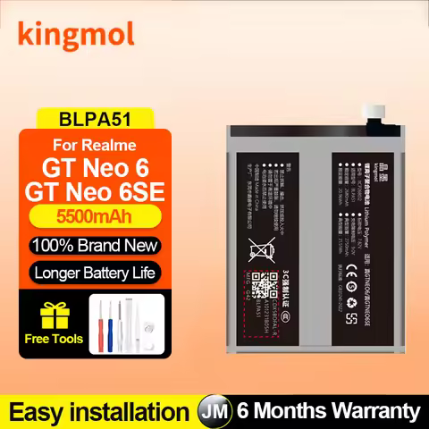 Kingmol BLPA51 Battery for Realme GT Neo 6 5 3 2 5SE Neo5 BLP985 BLP987 BLP887 BLP919 BLP857 Replace