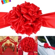 CHAAKIG 1Pcs Big Flower Ball, Car Delivery Celebrate Decoration Red Cloth Hydrangea, Durable Ribbon-cutting Start Business Chinese Wedding Market Ceremony Recognition Red Satin