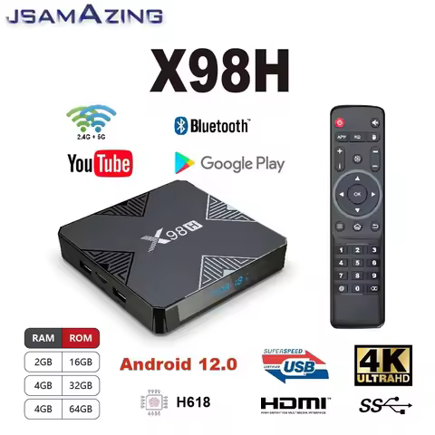 X98H Smart TV Box Android 12.0 Wifi 2.4g & 5.8g WIFI 6 H618 Quadcore cortex-A53 4k Bluetooth 5.0 100