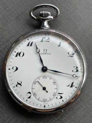 A35 นาฬิกาพกไขลานโบราณหน้ากระเบื้องอายุ100กว่าปีสภาพสมบูรณ์หน้าไม่มีแตกมีร้าว Vintage Pocket Watch OMEGA TILE DIAL MANUAL WIND Nickle Case Working Swiss Made 1920’s 43mm
