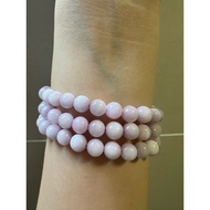 Bracelet wrapped with 3 light purple and pink Kunzite stone bracelets with round beads 7.2 mm_Jade_P