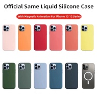 Official Same Magnetic Liquid Silicone Phone Case With Magsafe Animation For iPhone 13 Pro Max 13 Pro 13 Mini Full Cover Shockproof Protective Back Cover For iPhone 12 Pro Max 12Mini Wireless Charging Casing