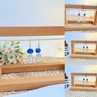 Yunnan Dali ethnic style blue-dyed tie-dye earrings, handmade woven tie-dye earrings, souvenir fabri