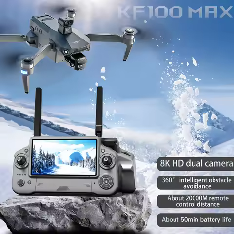 KF100 MAX Professional RC Drone with Screen 90° FPV Wide Angle 8K Dual Camera Drone with Camera 3-Ax