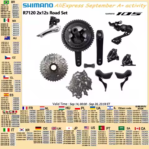 Shimano R7120 2x12s Road Group R7100 Crankset Brake R7170 Shifter R7120 Hydraulic Disc Brake CN M710