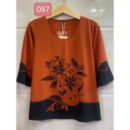 Middle-aged Women's Silk Shirt with Luxurious Stone Pattern, All Sizes 50-75kg