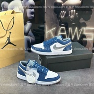 True Label  Air J-or-dan _ 1 Low'True Blue Cement'Jd Sneakers In Dark Blue And White