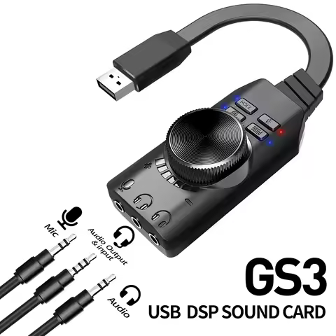 Speaker Headset Audio Jack Cable Adapter Mute Switch GS3 7.1 Channel Sound Card Converter External U