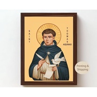 San Thomas Aquina Icon: Byzantine Style Christian Portrait