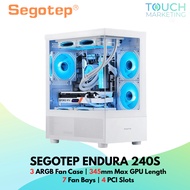 SEGOTEP ENDURA 240S M-ATX PC CASE WITH 3 ARGB FANS WHITE CASE