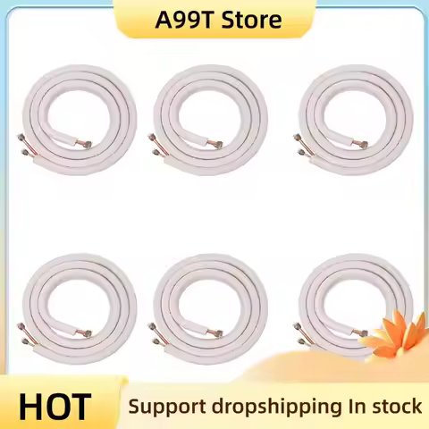 A99T 6Pcs 3Meter Air Conditioner Pair Coil Tube 1/4In 3/8In Insulated Aluminum Wire Set Air Conditio