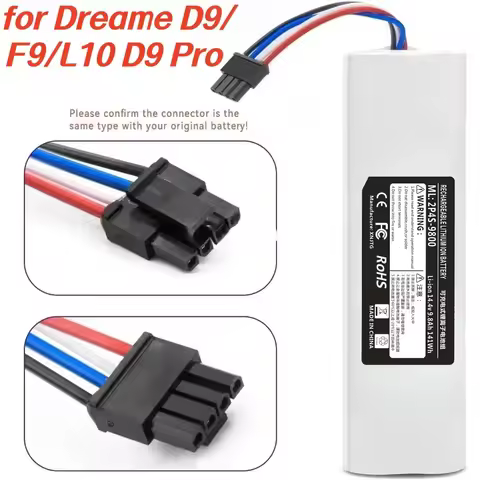 14.4V 9800mAh Li-Ion Replacement Battery for Dreame D9 F9 L10, D9 Pro, D9 MAX, D10 Plus, D10s, L10s 