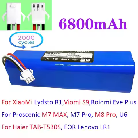 6800mAh Battery Lydsto R1, Proscenic M7 MAX, M7 Pro,M8 Pro,U6, for Haier TAB-T530S, for Lenovo LR1 V
