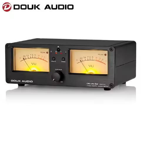 Douk Audio Dual Analog VU Meter DB Panel Display 2-way Amplifier / Speaker Audio Switcher Box Select