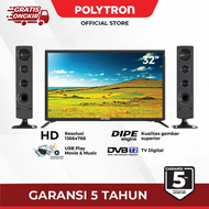 POLYTRON Digital LED TV 32 Inch Cinemax USB Tower Speaker Garansi 5th HDMI PLD 32TV1855