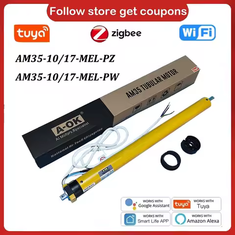 A-OK AM35 10/17 Electronic Tubular Motor RF&Tuya Zigbee/Wifi Control Smart Blinds for 40mm/45mm/47mm