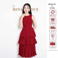 High-end designer dress in red with round neck and luxurious stones [Real photo] The Shilla-CG.S53C3