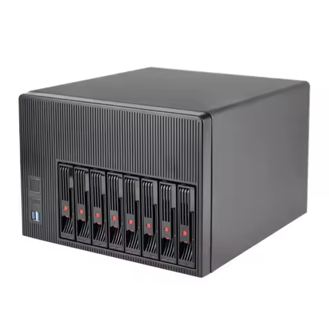 NAS-08 8-Bay NAS Case Storage Server Chassis, Micro-ATX / Mini-ITX, 8×3.5" HDD + 2.5" SSD, 1U / Flex