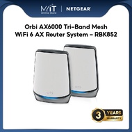 NETGEAR Orbi AX6000 Tri-Band Mesh WiFi 6 AX Router System - RBK852【3 Years Warranty by NETGEAR】