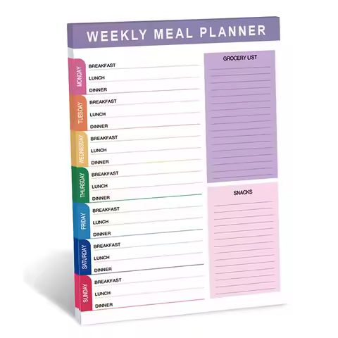 Bview Art A5 Weekly Meal Planner & Healthy Eating Journal Tearable Recipe Sheets Diet Organizer Engl