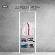 OUROOM ราวแขวนเสื้อ ราวแขวนผ้า ราวแขวนไม่ต้องเจาะ 1 ราว 2 ชั้นวางเหล็ก (OU-06) ใช้แทนตู้เสื้อผ้าได้ด