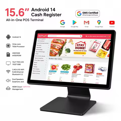 15.6" Android14 Capacitive Single Touch Screen Cash Register 8-Core T606 4G +64G GMS Retail Restaura