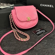 香奈兒/Chanel 粉色金扣馬鞍單肩包