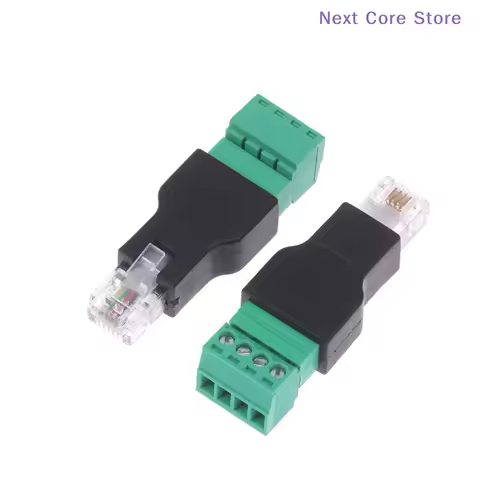 [NC]1/2Pcs RJ11 Ethernet Connector For Phone Receiver Extend Cable Adapter 6P4C Male To 4 Pin Screw 