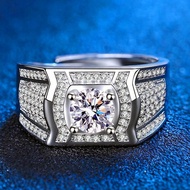 Petchara Jewelry แหวนเพชรโมอีสผู้ชาย 1 กะรัต เงินแท้ S925 น้ำ 100-98 D-VVS1 : F2020