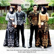 Batik Couple Gamis Brukat kombinasi batik Soga 2564