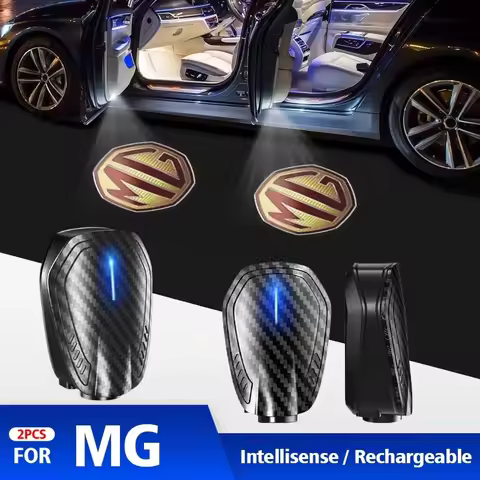 2pcs USB Rechargeable GT Line Logo LED Projector Welcome Lights for MG ZR ZS HS GS GT EZS MG3 MG5 Ca