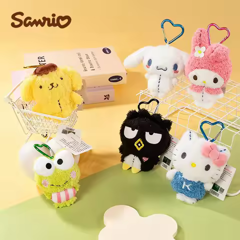 Sanrio Hello Kitty Melody Cinnamoroll Keroppi Pompom Purin Stuffed Toys Pendant Plush Toys Keyring A