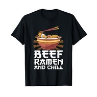 Men's cotton T-shirt Beef Ramen And Chill Japanese Foodie Lover Beef Ramen T-Shirt 4XL , 5XL , 6XL F