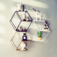 Hexagon shape wall display rack