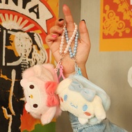 wallet with coin pouch coin organizer coin pouch Bead Chain Plush White Dog Wallet with Earphone & C