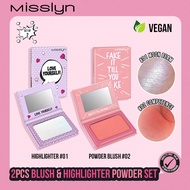 MISSLYN-2PCS Blush & Highlighter Powder Set,Love Yourself Strobing Powder, Highlighter, 1pc Highligh