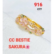 Wing Sing 5G Sakura Bestie Ring Fashion Pure Gold 916 / 5D 916 Gold Rose Fashion Ring RSNP