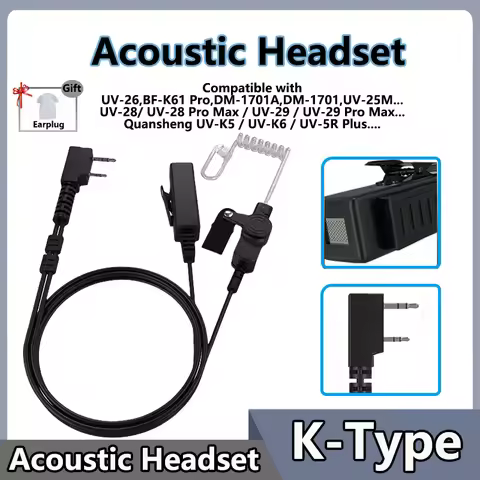 DM-32 Acoustic Air Tube K-Type UV32 Earpiece Headset PTT Mic Walkie Talkies Headphone Earphone for U