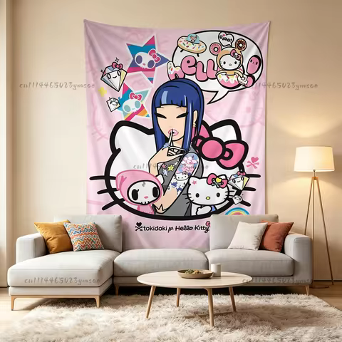 Japanese Tapestry Kawaii Tapestry T-Tokidoki Anime Print Large Wall Tapestry Aesthetic Bedroom Dorm 