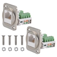 2PCS RJ45 Panel Mount Screw Terminal Adapter, RJ45/8P8C Female Panel Mount Connector, RJ45 Solderles