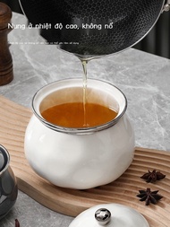 High temperature resistant lard ceramic jar, household meat oil jar with lid, kitchen oil jar, peppe