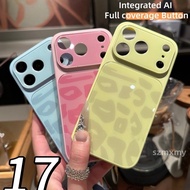 Large Window Glass Leopard Print Phone Case for IPhone 17 16 15 14 13 Pro Max New PU Leather Lanyard