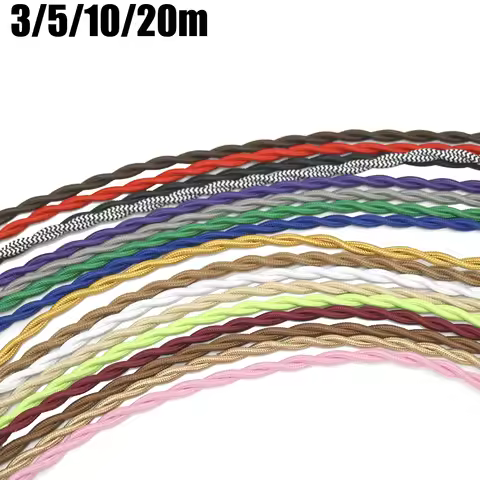 18AWG 2 Core Twisted Cable Electrical Wire 3/5/10/20m Vintage Lamp Cord For Pendant Light Antique El