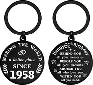 Happy 66th Birthday Gifts - Born in 1958 Birthday Keychain - 66 Year Old Men Women Birthday Gifts - 