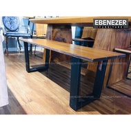 EB-WOODEN BENCH CHAIR WITH METAL LEG