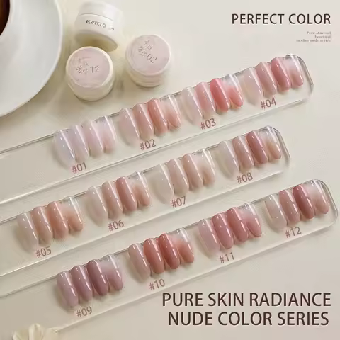 PERPECT COLOR Nude Gel Nail Polish, 1PC 5G Jelly Natural Pink Translucent Color Soft off UV Light Cu